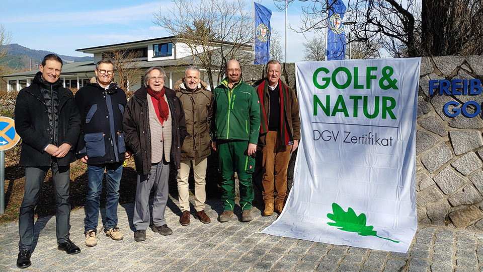Marc Biber (DGV), Martin Bocksch (DGV), Bodo Rüdiger (DQS), Clubmanager Rossini Postiglione, Head-Greenkeeper Hubert Löffler und Präsident Georg-Wilhelm von Oppen (v.links)