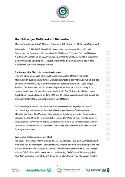 PM Hochklassiger Golfsport am Niederrhein