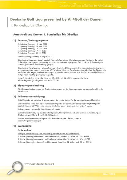 DGL Ausschreibung Damen 2022