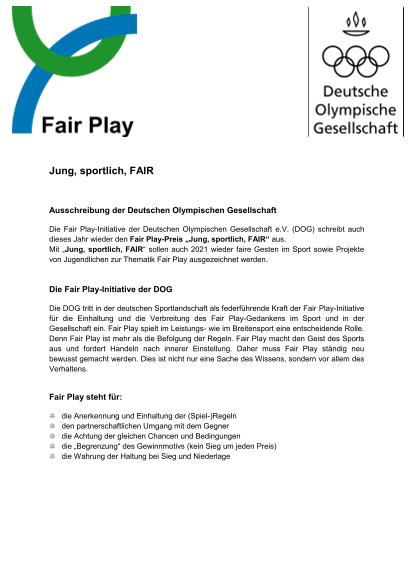 Ausschreibung Jung, sportlich, FAIR