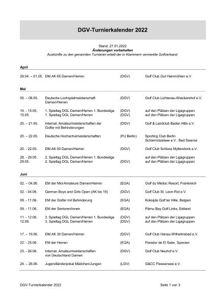 DGV-Turnierkalender 2022
